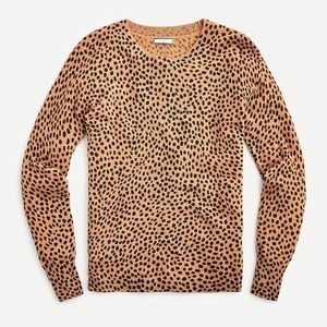 J. Crew | Cashmere crewneck sweater in leopard dot